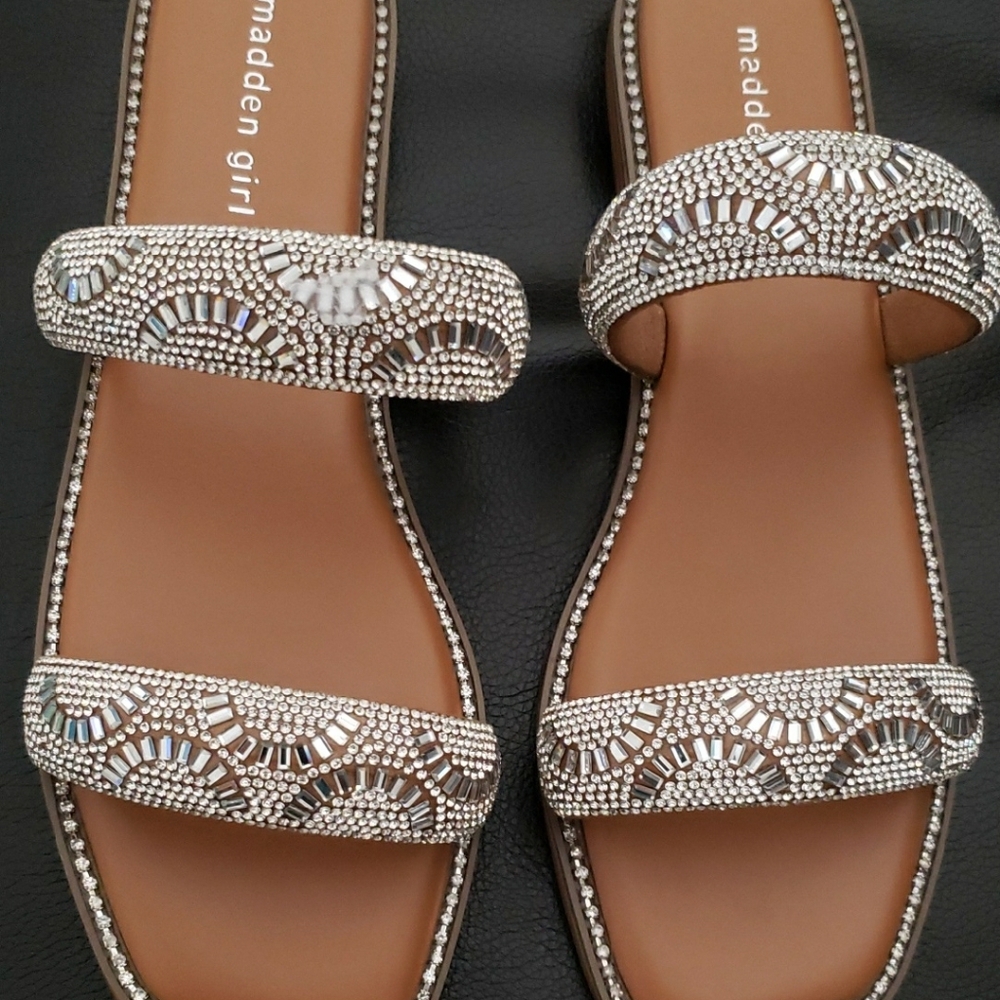 Madden Girl Silver Beaded Sandals
